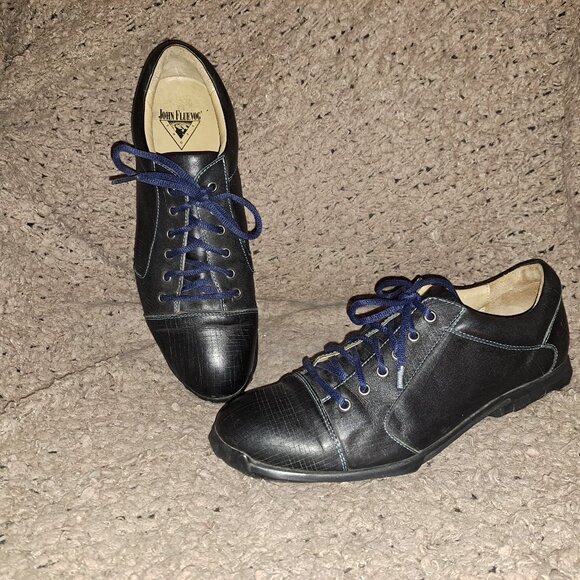 JOHN FLUEVOG-Know The Future Decide Well Today-Black Leather-Lace Up-Sz 11-EX - Picture 1 of 9